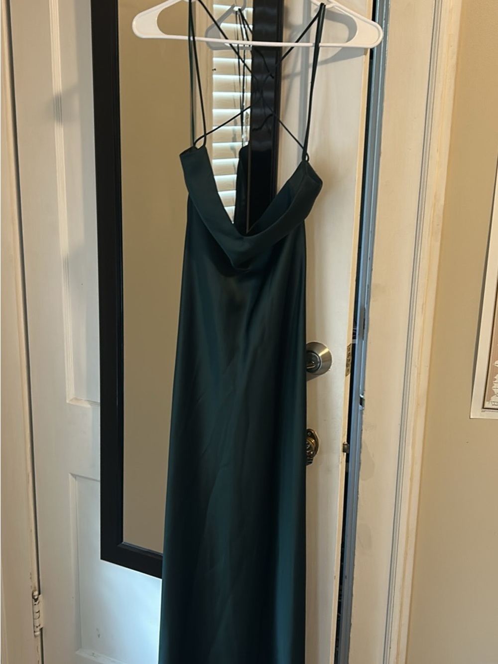 Zara Emerald Green Backless Cowl Neck Slip Dress